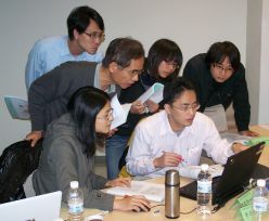 students at training